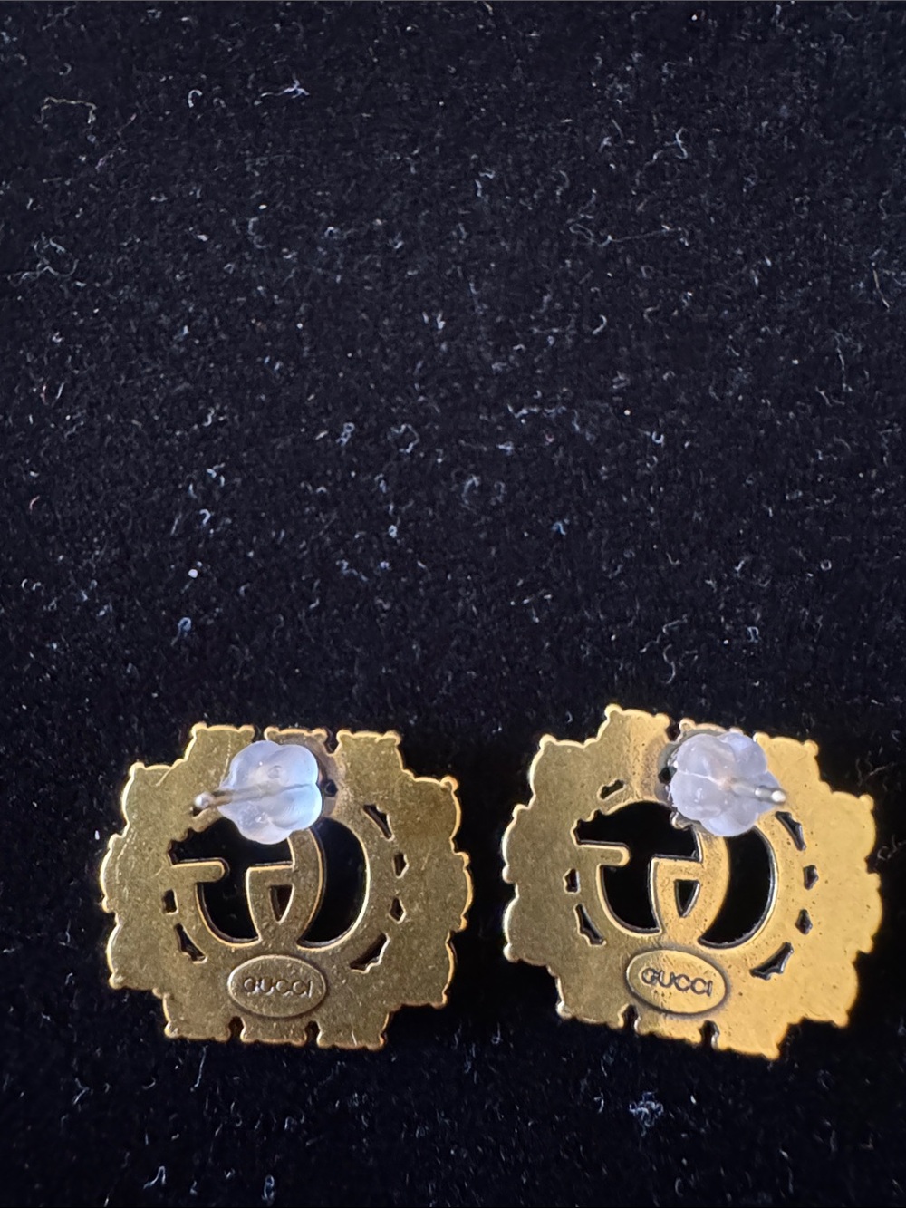 earrings antique Gold-Tone Pearl & Crystal  Stud Earrings signed in back - Picture 6 of 6